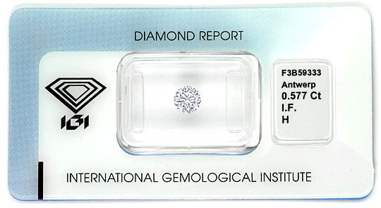 Foto 1 - Ideal Cut Diamant 0,577ct Brillant IGI Lupenrein Weiss, D6398
