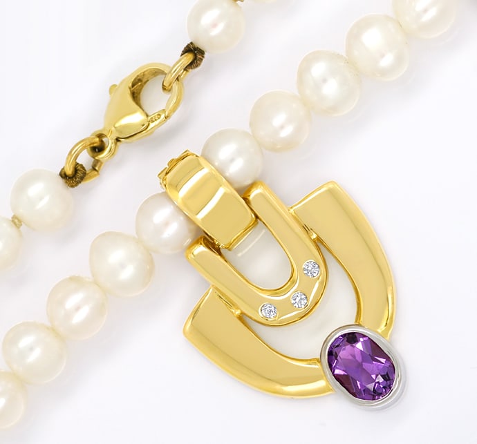 Foto 2 - Modische Perlenkette Clip Gold Amethyst Anhänger, Q1131