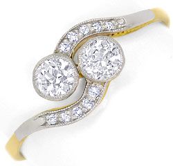 Foto 1 - Original antiker Jugendstil Diamanten-Ring, Gold-Platin, R5987