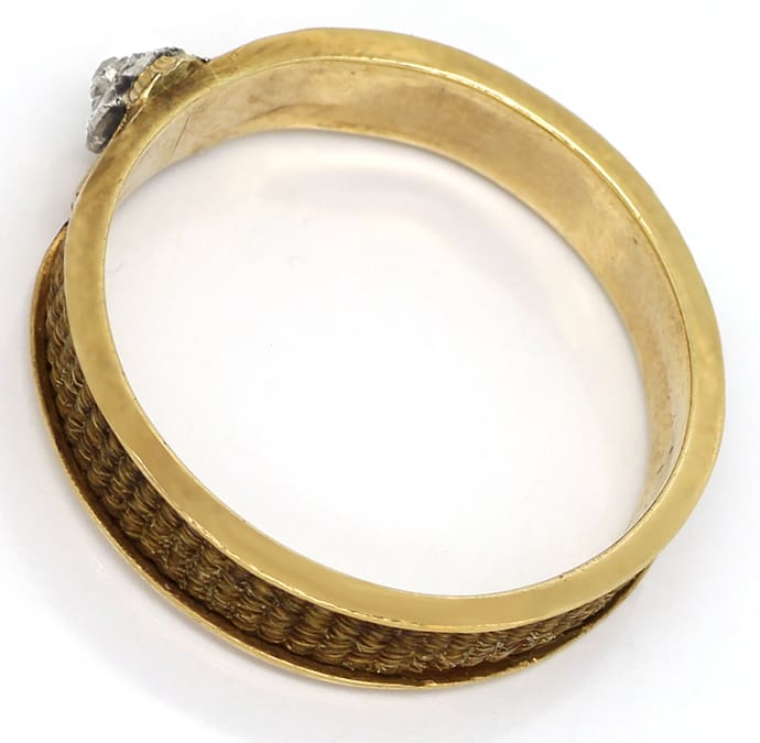 Foto 3 - Haar Gold Herz Ring antik verziert Diamantrosen RARITÄT, R9742