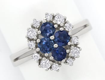 Foto 1 - Diamant Damenring mit blauen Spitzen Safiren, Weißgold, S1635