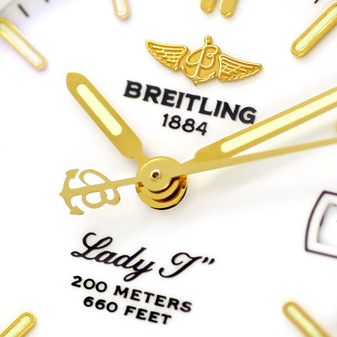 Foto 3 - Breitling LadyJ Damen Uhr Stahl-Gold Leder Faltschließe, U2120